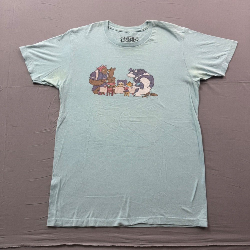 League of Legends Volibear Annie Tea Party Graphic Tee Light Blue Mens Large